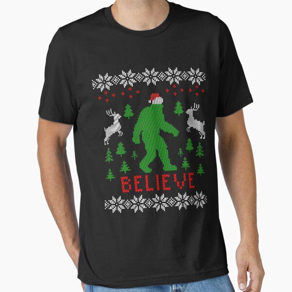 Big Foot Bigfoot Yeti Sasquatch With Santa Hat Christmas Ugly Sweater
